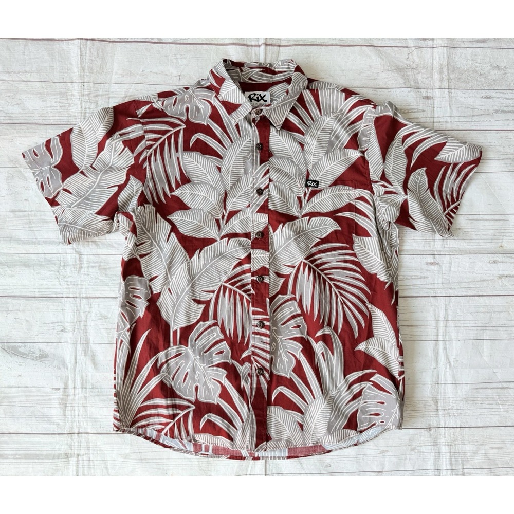 Rix Hawaiian Men Button Up Shirt Size 2XL 100% Cotton Made In Hawaii